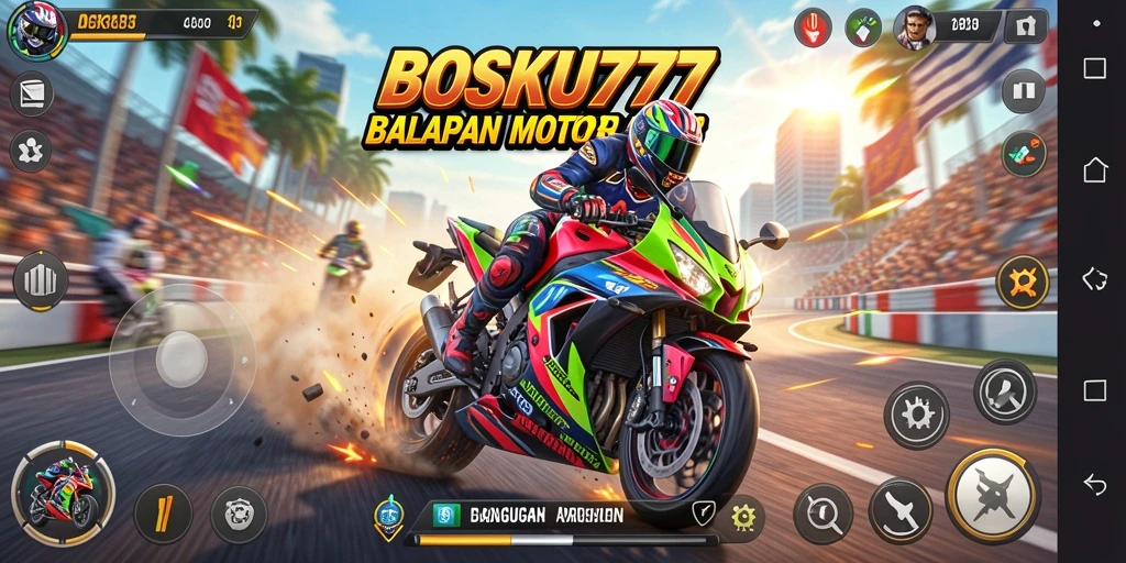 Gameplay seru balapan motor di BOSKU777.