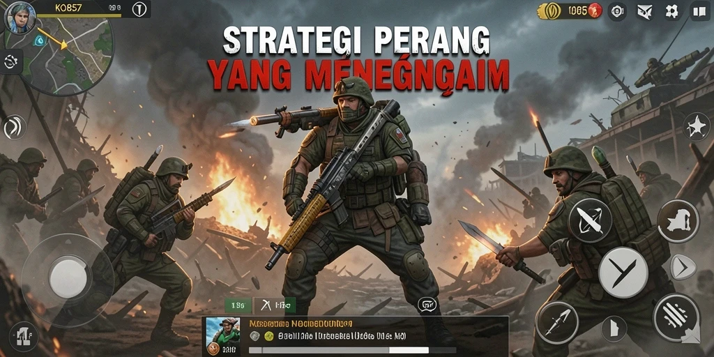 Tampilan pertempuran epik dalam game strategi KO857.