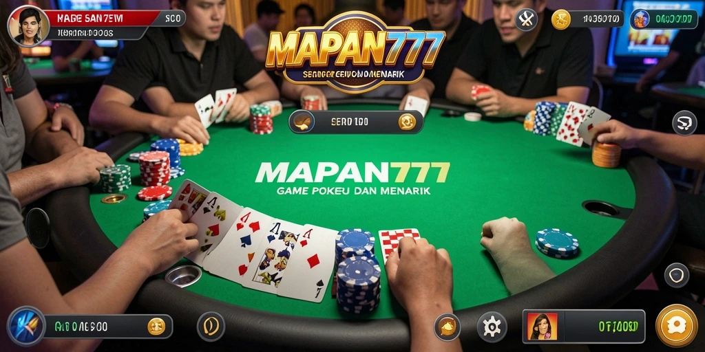 Tampilan menawan dari gameplay Poker yang mendebarkan di MAPAN777.