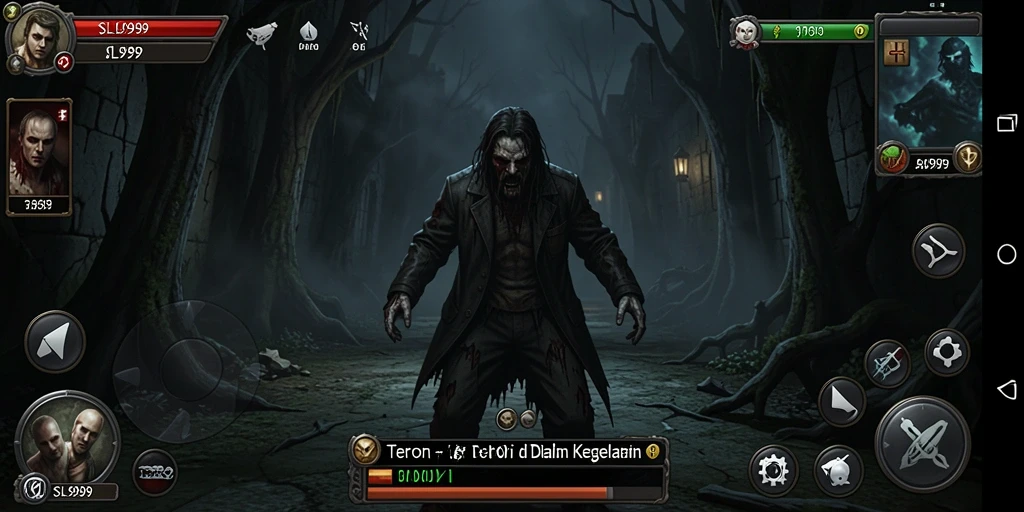 Screenshot dari gameplay menegangkan di SL999 dengan suasana Horror.