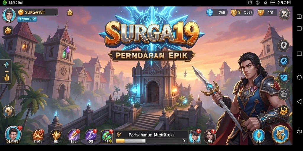 Tampilan gameplay Tower Defense yang mendebarkan dalam SURGA19.