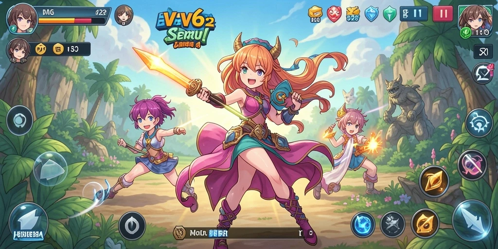 Tampilan gameplay yang memukau dengan karakter anime yang menarik.